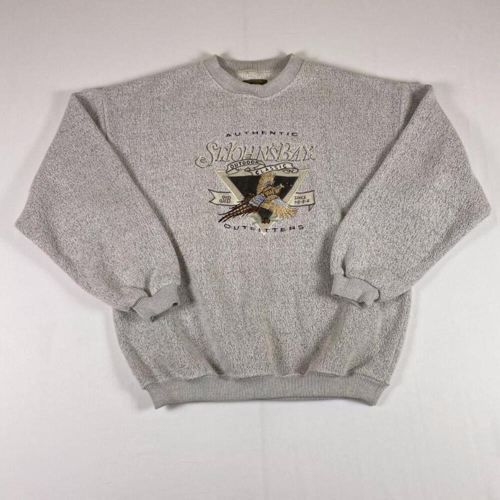 St Johns Bay Vintage Crewneck Sweater Grey Made in USA L